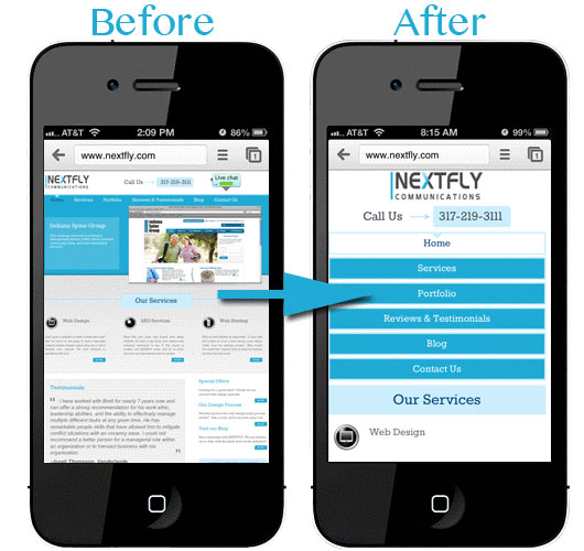 Mobile Web Design Before and After